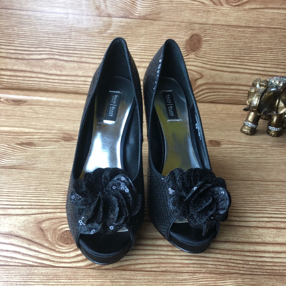 White House Black Market Black Sequins Pumps